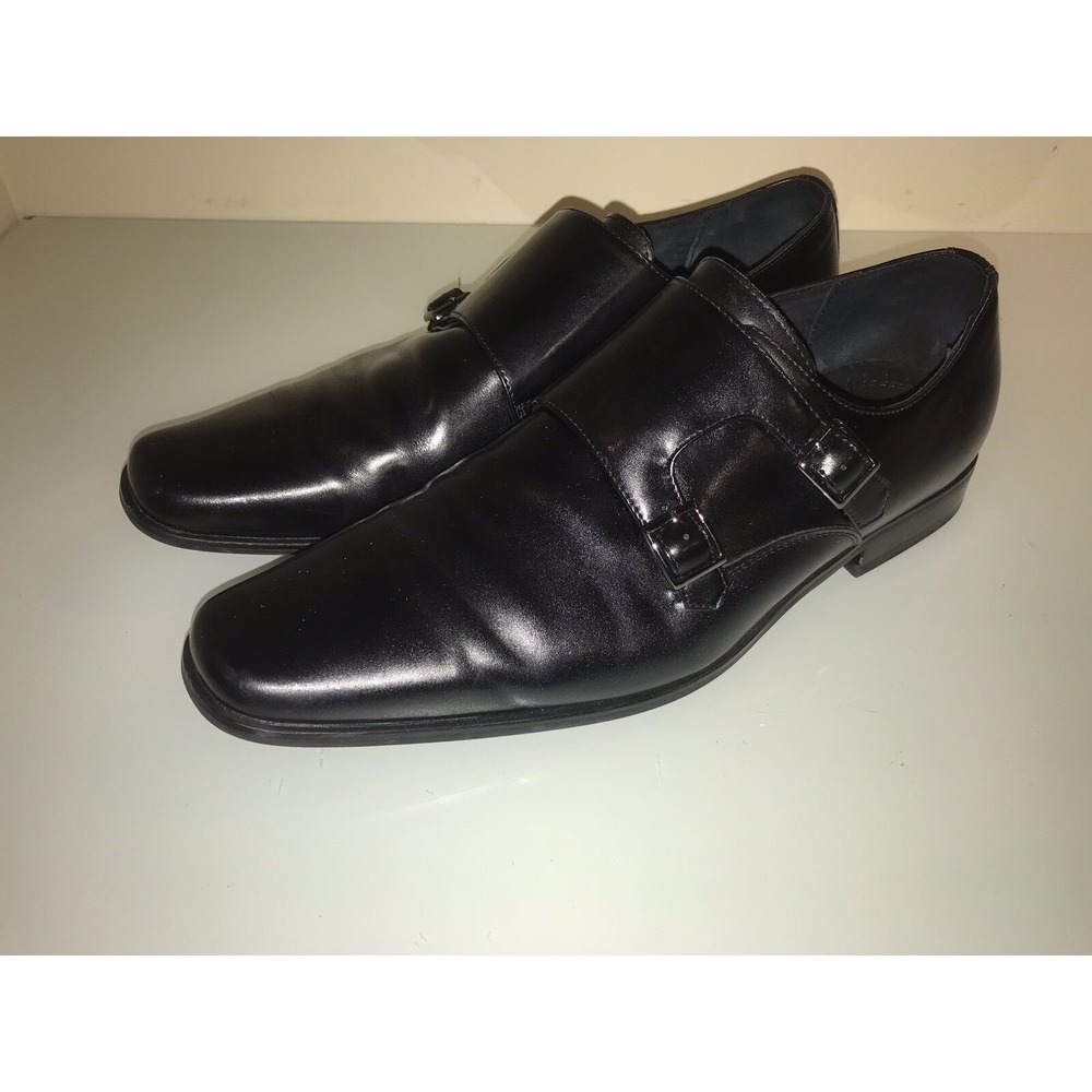 Stacy Adams Broderick Mens Black Slip On Loafer double monk strap Size 10M